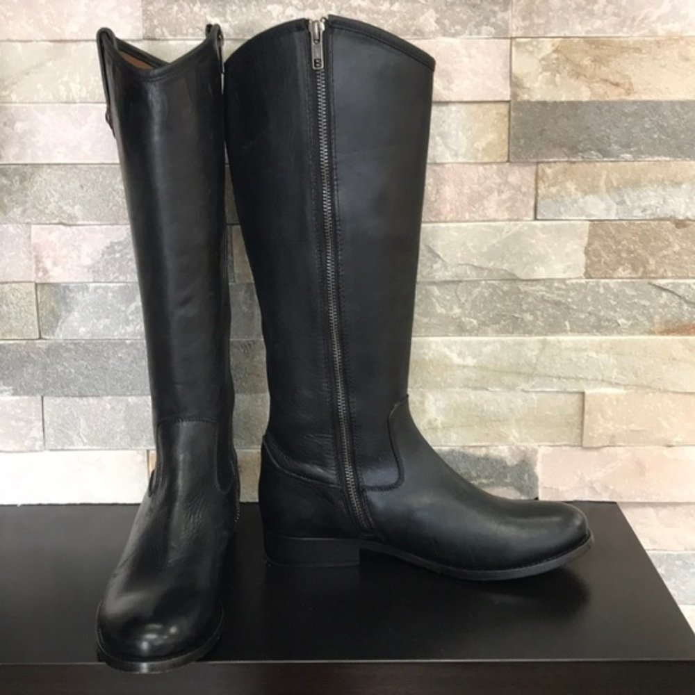 Frye Melissa Knee-high Zip Riding Moto Leather - Picture 10 of 16